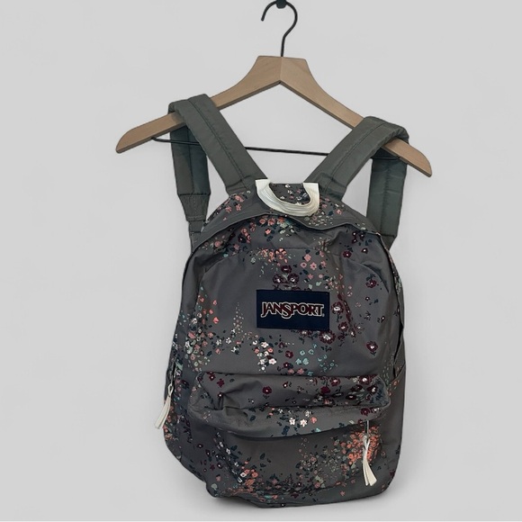Jansport | Shady Grey Sprinkled Floral Backpack School Books Travel Commute Gym - Picture 4 of 11